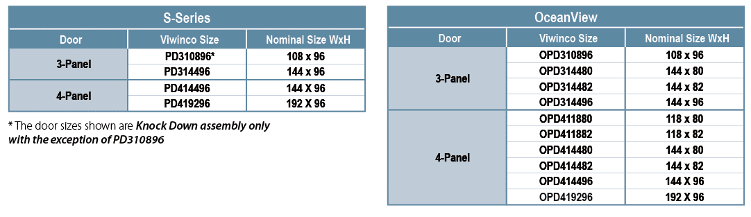 Viwinco Patio Door Sizes for Knock Down Assembly