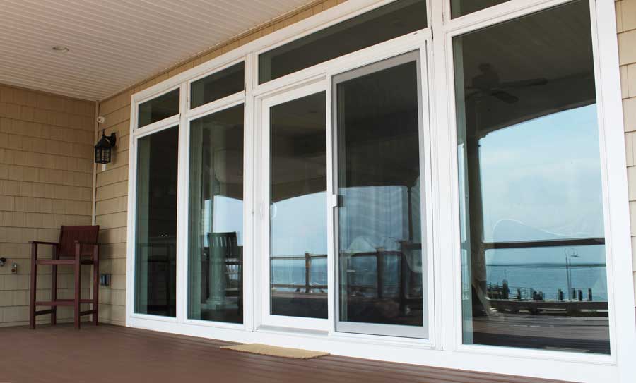 Viwinco patio door sidelite transoms installed in house.