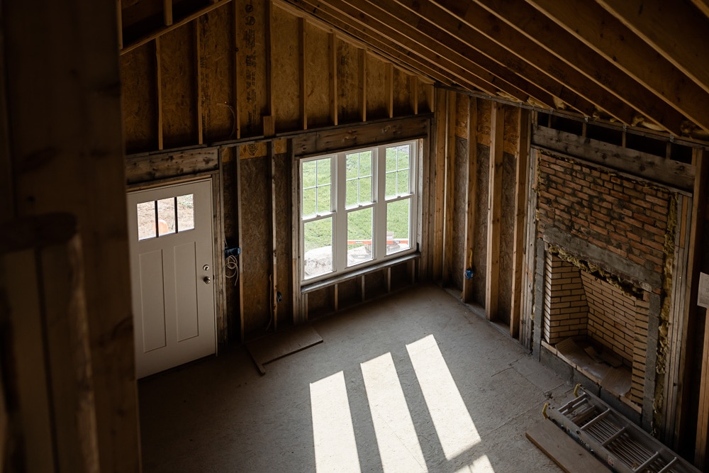 Top-down shot of interior home construction