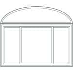 Diagram of Viwinco 3 lite window with elliptical on top.