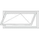 Diagram of Viwinco awning window with a hinge at the top.