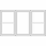 Diagram of a Viwnco double-hung, picture, double-hung window.
