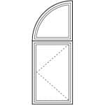 Viwinco extended arch window flanked by arch trapezoid over picture or casement window drawing.