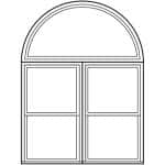 Viwinco half round windows over twin, single, or double-hung Viwinco windows drawing.