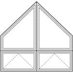 Trapezoid window over twin picture or awning Viwinco windows drawing.