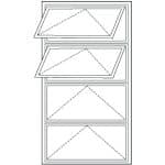 Diagram of Viwinco 4-unit vertical awning window.