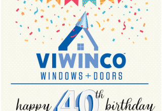 Viwinco logo with "Happy 40th birthday" beneath it in decorate font.